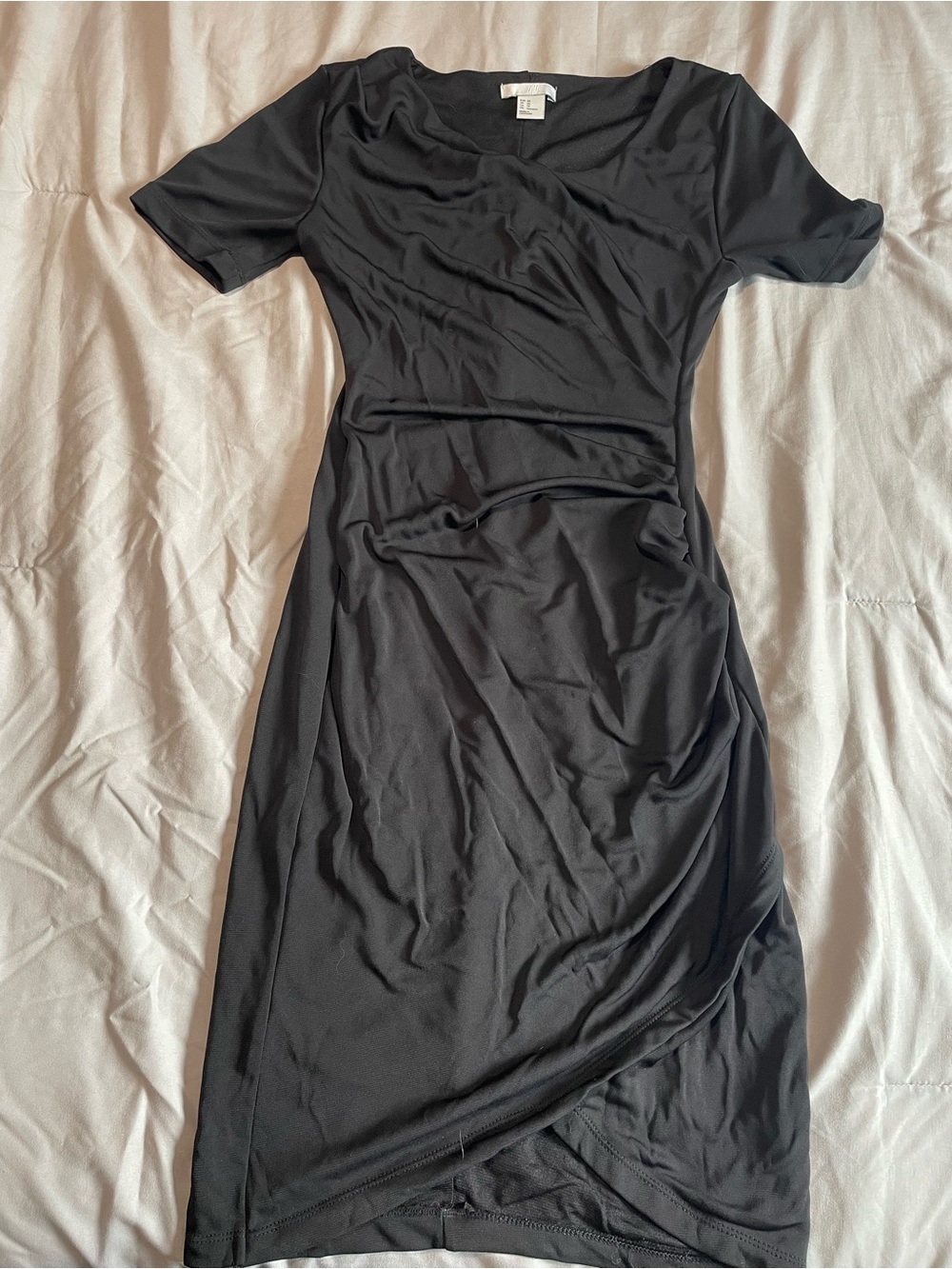 H&M Black Short-Sleeve Wrap-Style Dress